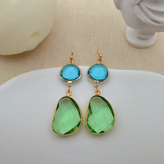 Gold Peridot Minimalist Drop Earrings
