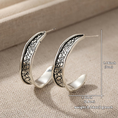Vintage Hammered Handmade Hoop Earrings