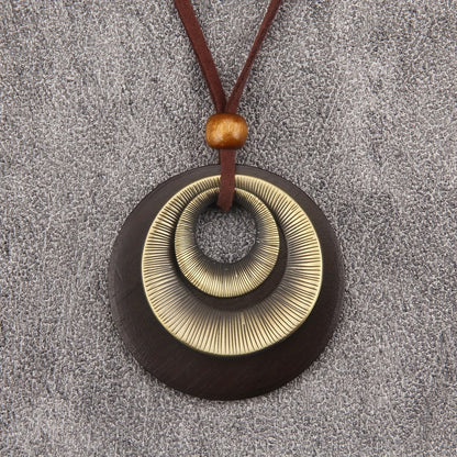 Vintage Style Layered Zinc Alloy Disc Long Pendant Necklace