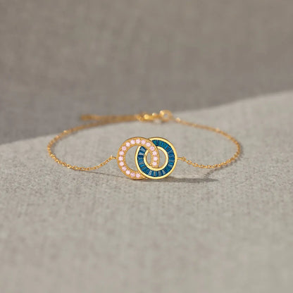 For Friend - Not Sisters By Blood But Sisters By Heart Birthstone Linking Circles Bracelet