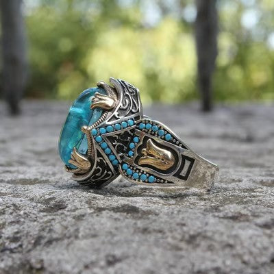 925 Luxury Sapphire Carving Ring