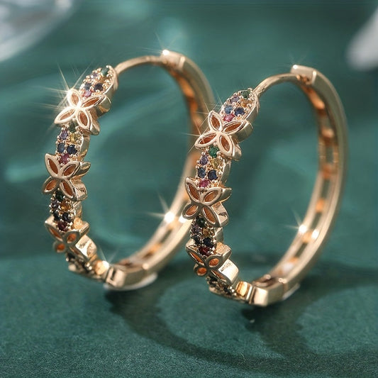 Elegant Bohemian Multi Color Zirconia Floral Butterfly Earrings