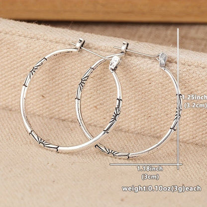 Vintage Artisan Floral Hoop Earrings