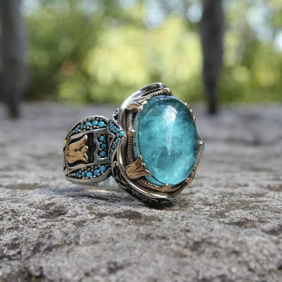 925 Luxury Sapphire Carving Ring