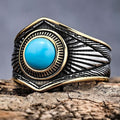 European and American retro turquoise personalized Indian style ring
