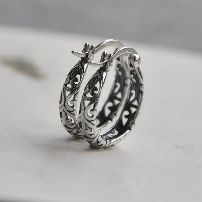 Vintage Irish Celtic Rune Hoop Earrings