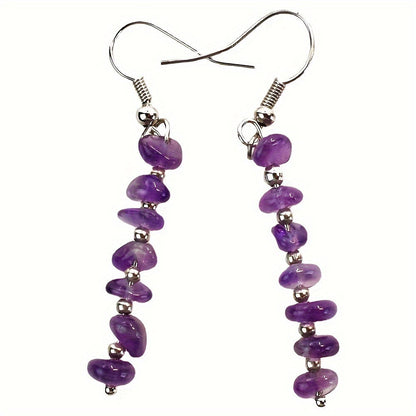 Boho Colorful Natural Gemstone Drop Earrings