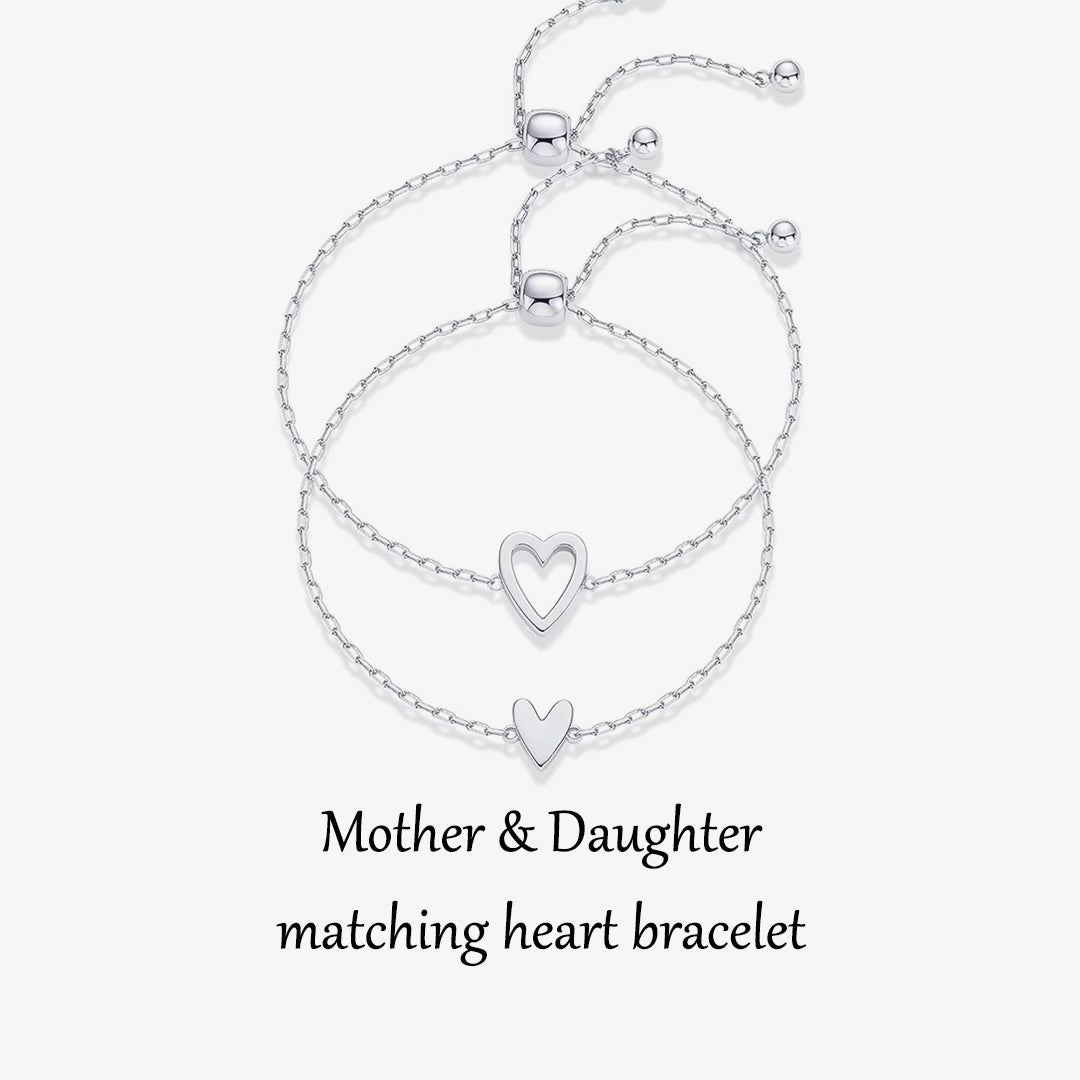 Mother & Daughter Matching Heart Beat Bracelet Set