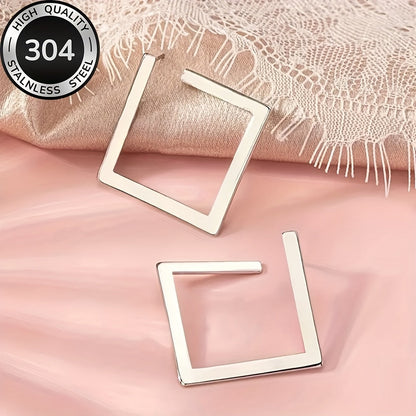 Minimalist Gold Plated Stainless Steel Square Drop Earrings