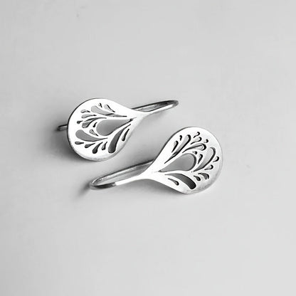Handcrafted Silver Teardrop Filigree Drop Earrings