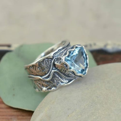 Blue Zircon Creative Ring