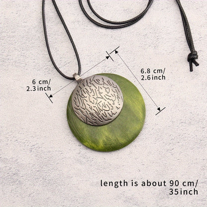 Bohemian Retro Style Spiral Medallion Pendant Long Necklace
