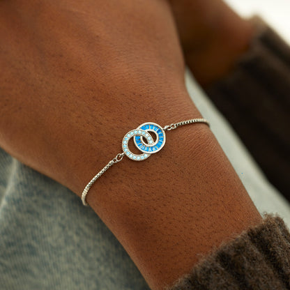 For Friend - Not Sisters By Blood But Sisters By Heart Birthstone Linking Circles Bracelet