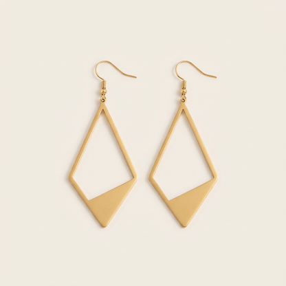 Gold-Plated Geometric Stainless Steel Pendant Earrings