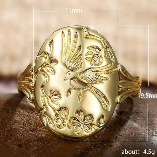 Gold Bird Nature Inspired Ring