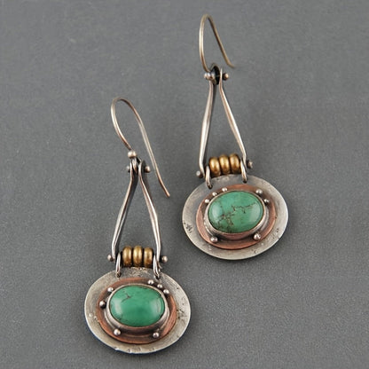 Turquoise Mixed Metal Artisan Drop Earrings