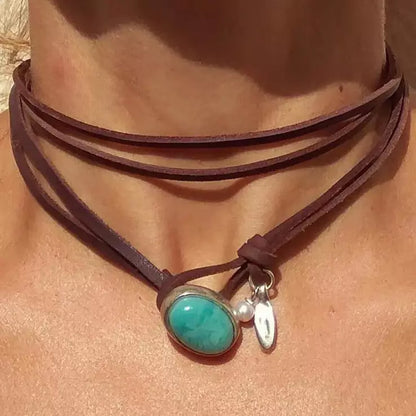 Vintage Turquoise Pearl Multi Layered Necklace