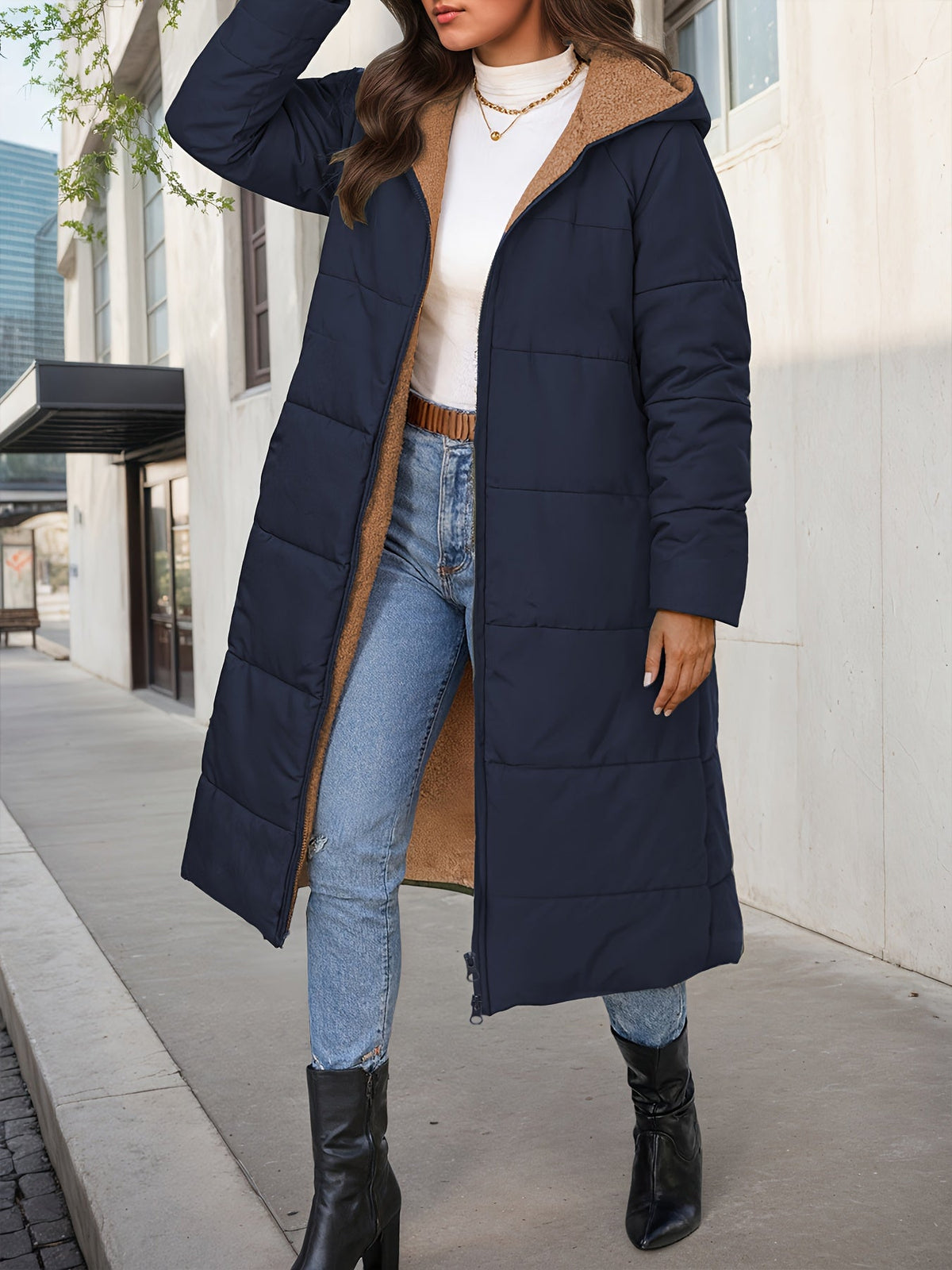 Celeste™ – Plush Quilted Long Hooded Coat