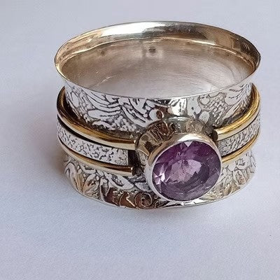 925 BohemianStyle Crystal Meditation Ring