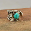 Retro Bohemian Creative Pattern Turquoise Open Ring