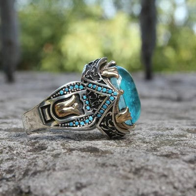 925 Luxury Sapphire Carving Ring