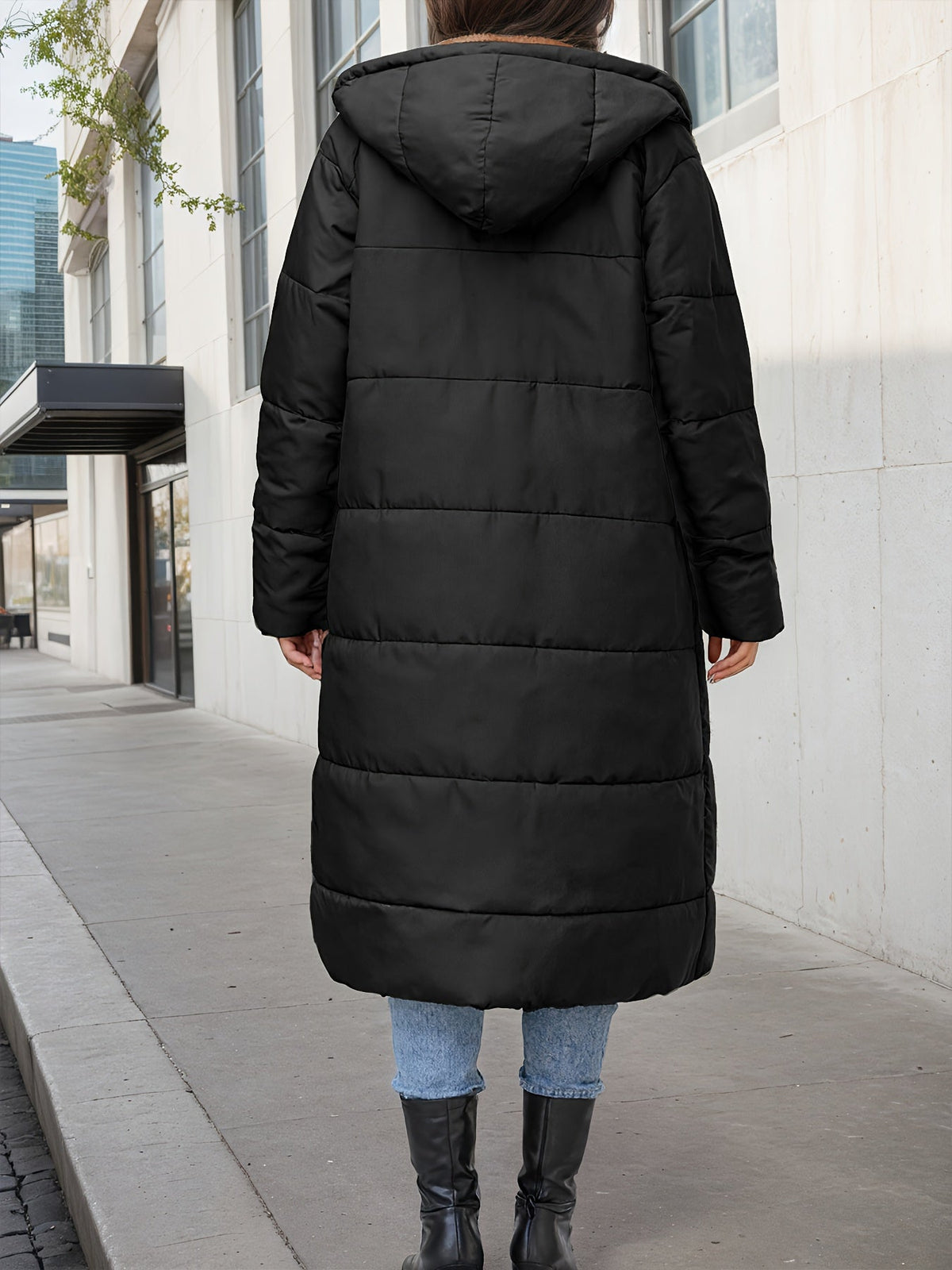 Celeste™ – Plush Quilted Long Hooded Coat