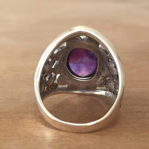 925 Purple Gemstone Flower Ring