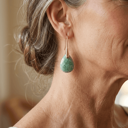 Elegant Natural Stone Amazonite Teardrop Earrings