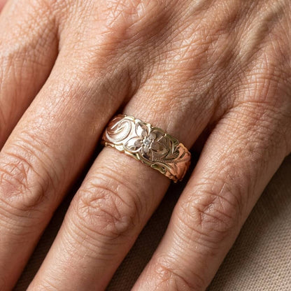 Vintage Rose Flower Style Gold Plated Ring