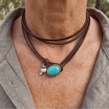 Vintage Turquoise Pearl Multi Layered Necklace
