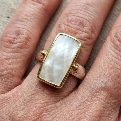 Vintage Bohemian Geometric Moonstone Ring