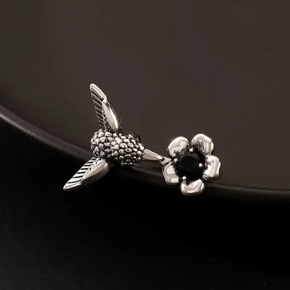 Hummingbird and Flower Open Ring