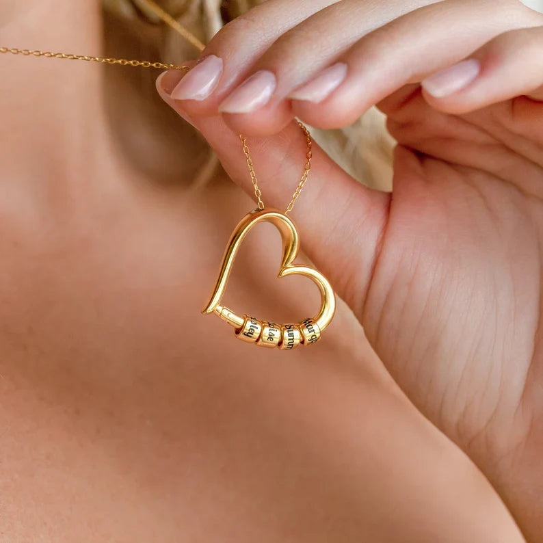 Personalized Kids Name Necklace with Engraved Beads