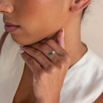 MOTHER AND DAUGHTER FOREVER LINK DOUBLE HEART CUSTOM BIRTHSTONE RING