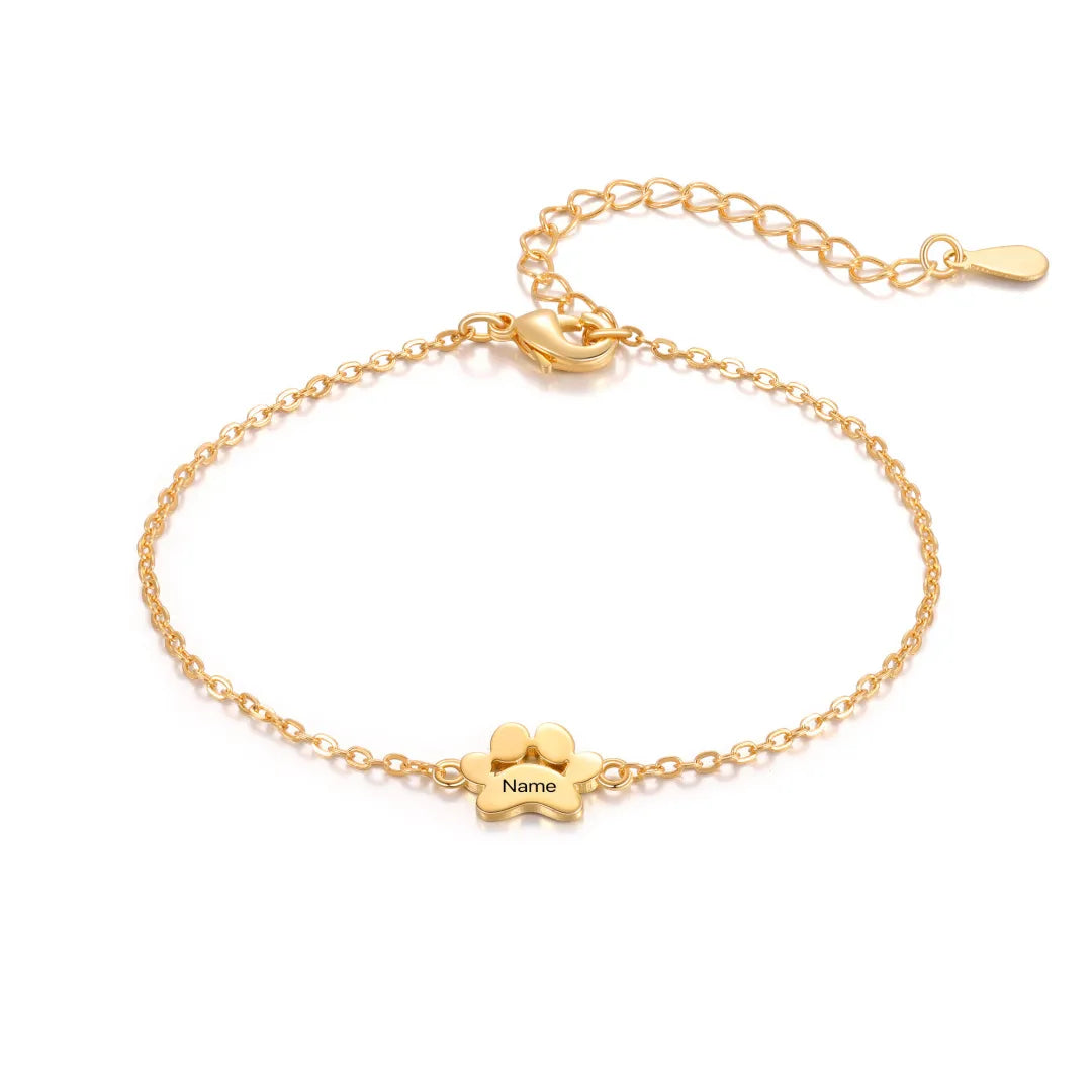 🐾 Custom Engraved Paw Print Bracelet