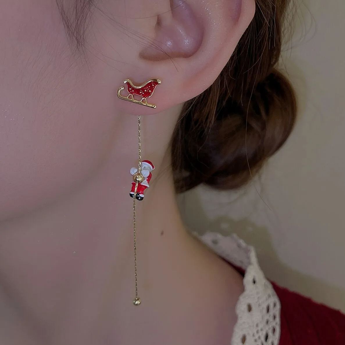 Christmas Santa Claus Tassel Earrings