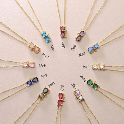 For Cat Lover-Birthstone Kitten Necklace