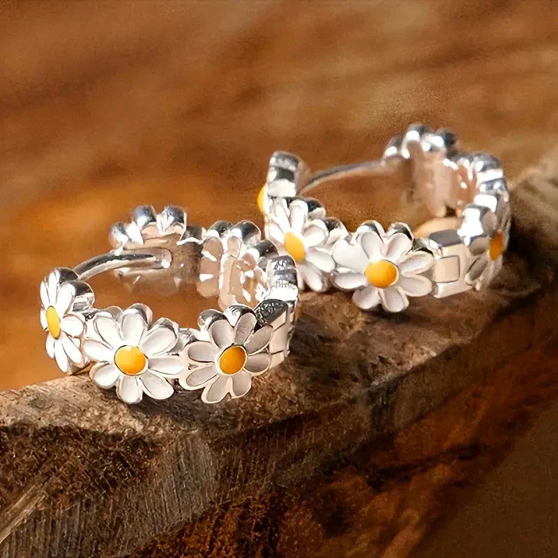 Elegant Daisy Hoop Earrings