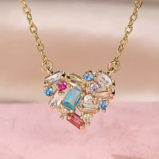 Colorful Gleam Heart Necklace