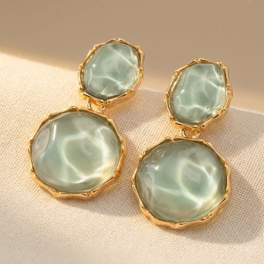Pair bohemian geometric oval pendant Earrings