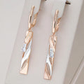 Elegant Rectangular Earrings with Crystals in Gold