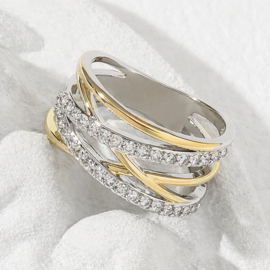 SilverGold Radiance Zirconia Ring