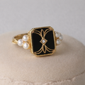 Antique Black Pearl Golden Ring