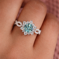 Elegant White Gold Turquoise Flower Ring