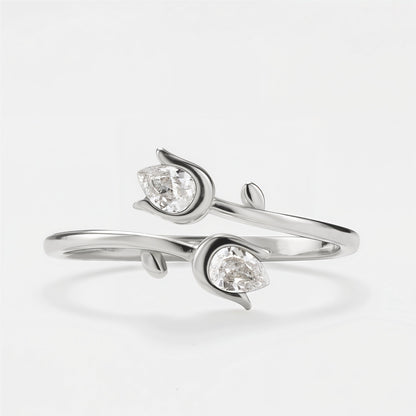 Mother&Daughter Double Birthstones Tulip Ring