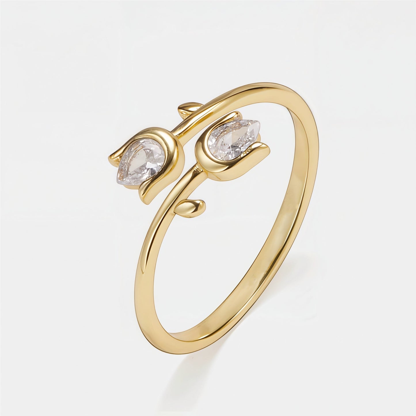 Mother&Daughter Double Birthstones Tulip Ring