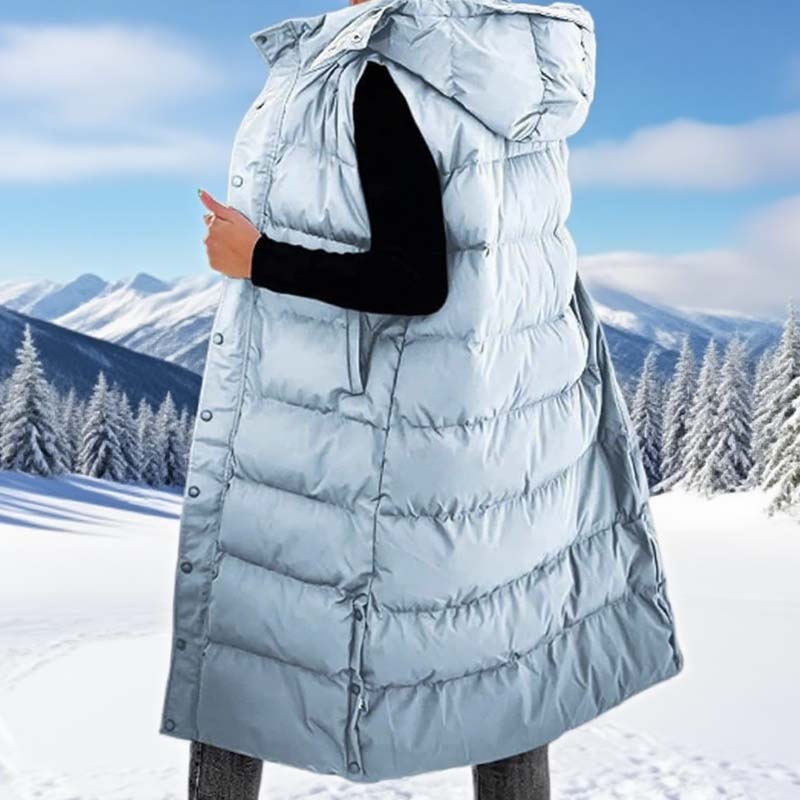 Lumi™ | Puffer Vest Quilted Hooded Maxi Length Button Down