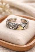 Adjustable Vintage Silver Gold Forged Ring